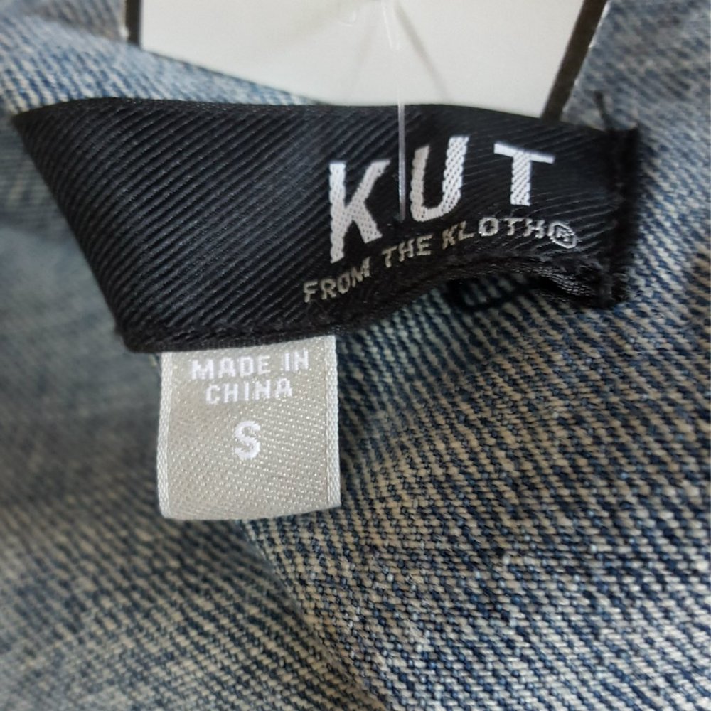 NEW! DISTRESSED Denim JACKET KUT From THE KLOTH SZ S - Picture 2 of 5